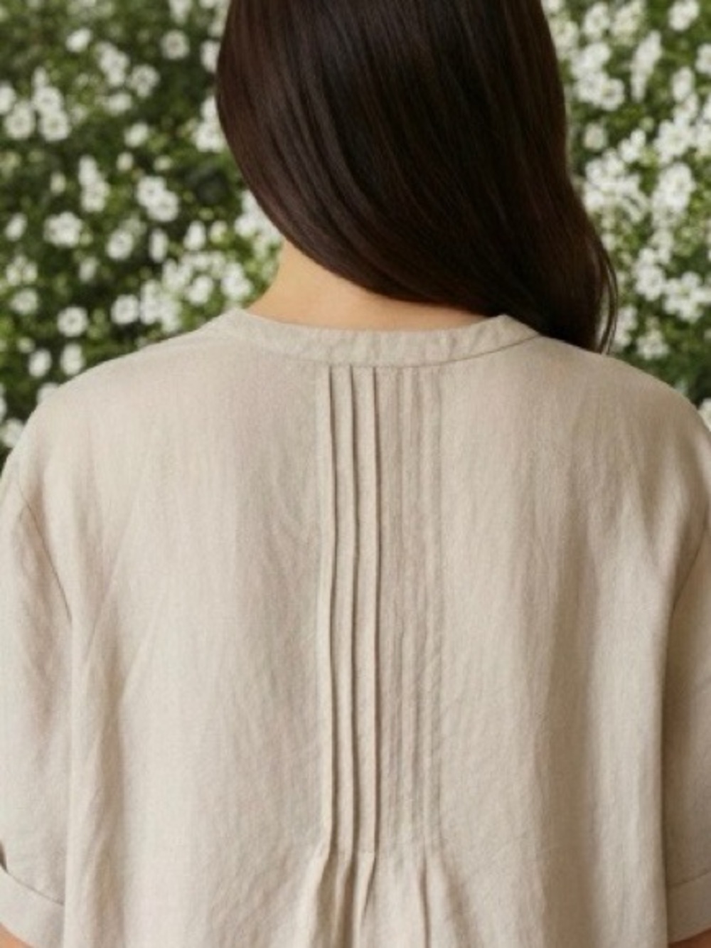 QUINCE 100% EUROPEAN LINEN SHORT SLEEVE MINI SWING DRESS SZ L IN DRIFTWOOD - Picture 6 of 8